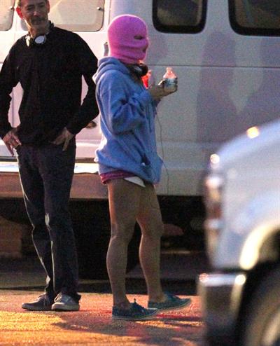 Ashley Benson and Vanessa Hudgens film Spring Breakers Florida on March 15, 2012