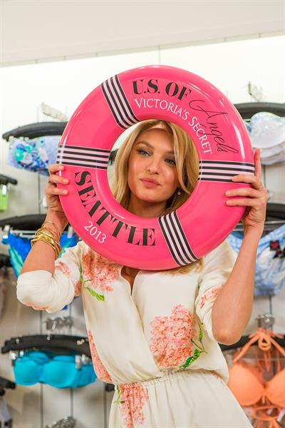 Candice Swanepoel Victoria's Secret U.S. Of Angels Swim Summer Tour Stops In Bellevue, Washington on July 10, 2013 