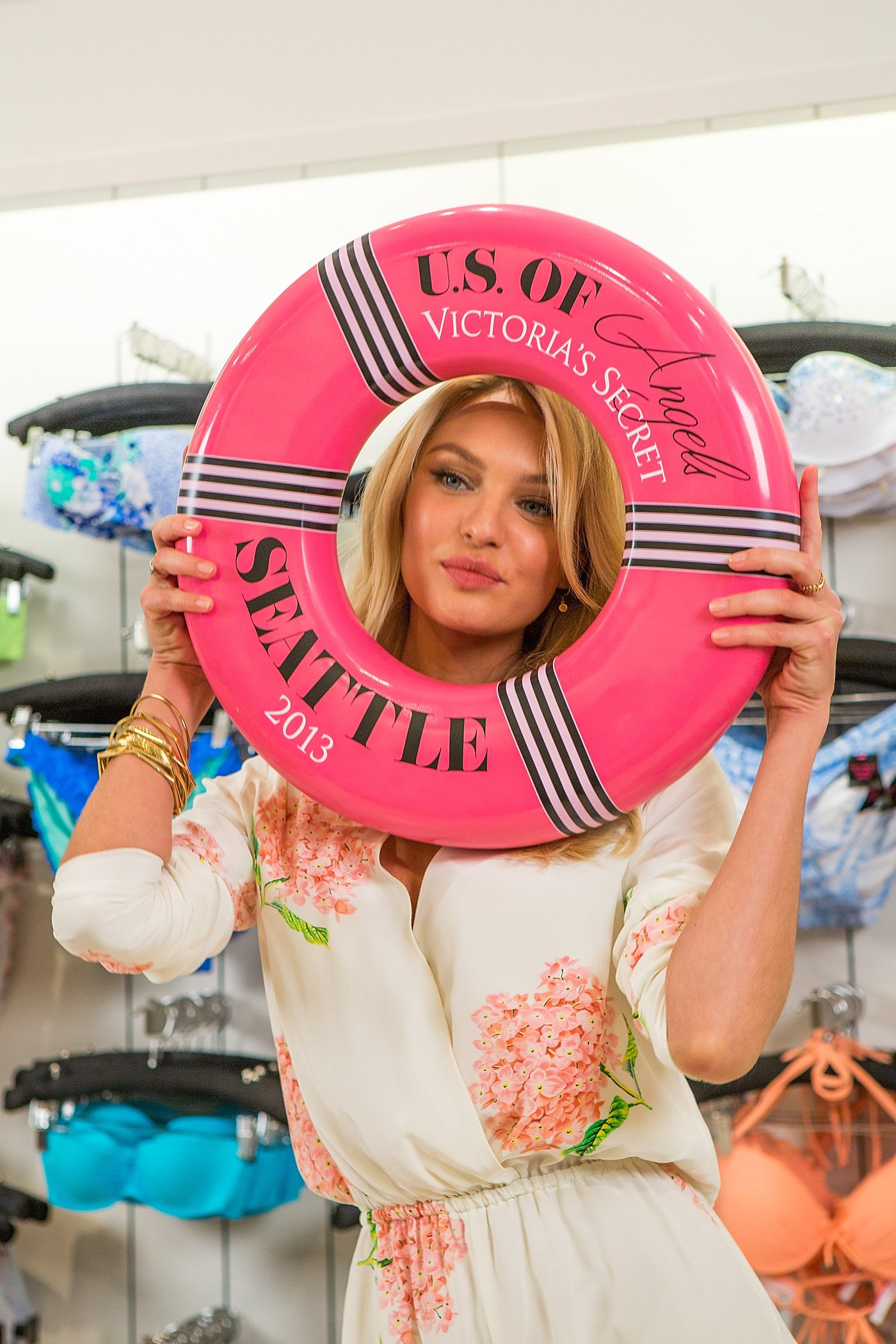 Candice Swanepoel Victoria's Secret U.S. Of Angels Swim Summer Tour Stops In Bellevue, Washington on July 10, 2013 