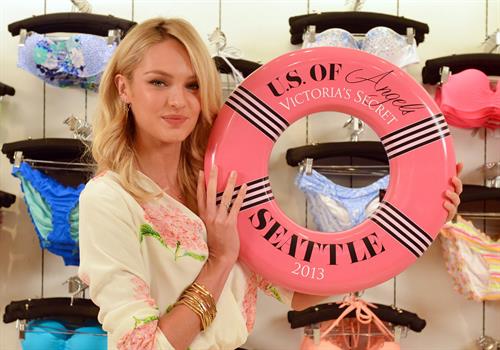 Candice Swanepoel Victoria's Secret U.S. Of Angels Swim Summer Tour Stops In Bellevue, Washington on July 10, 2013 