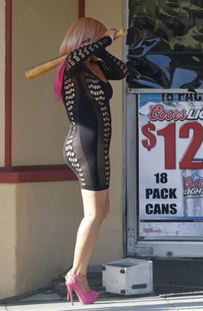 Christina Aguilera - filming a music video in Los Angeles August 24, 2012
