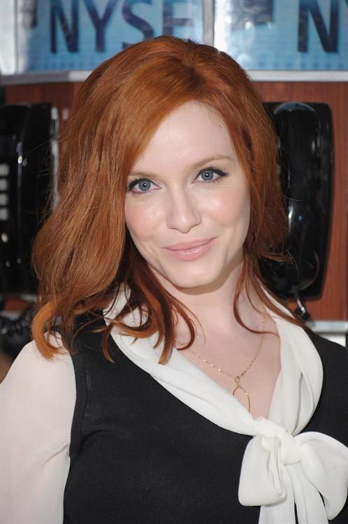 Christina Hendricks opening bell of New York Stock Exchange on March 21, 2012