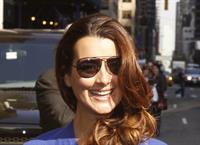 Cote De Pablo outside the Ed Sullivan Theater for Letterman on April 25, 2011 