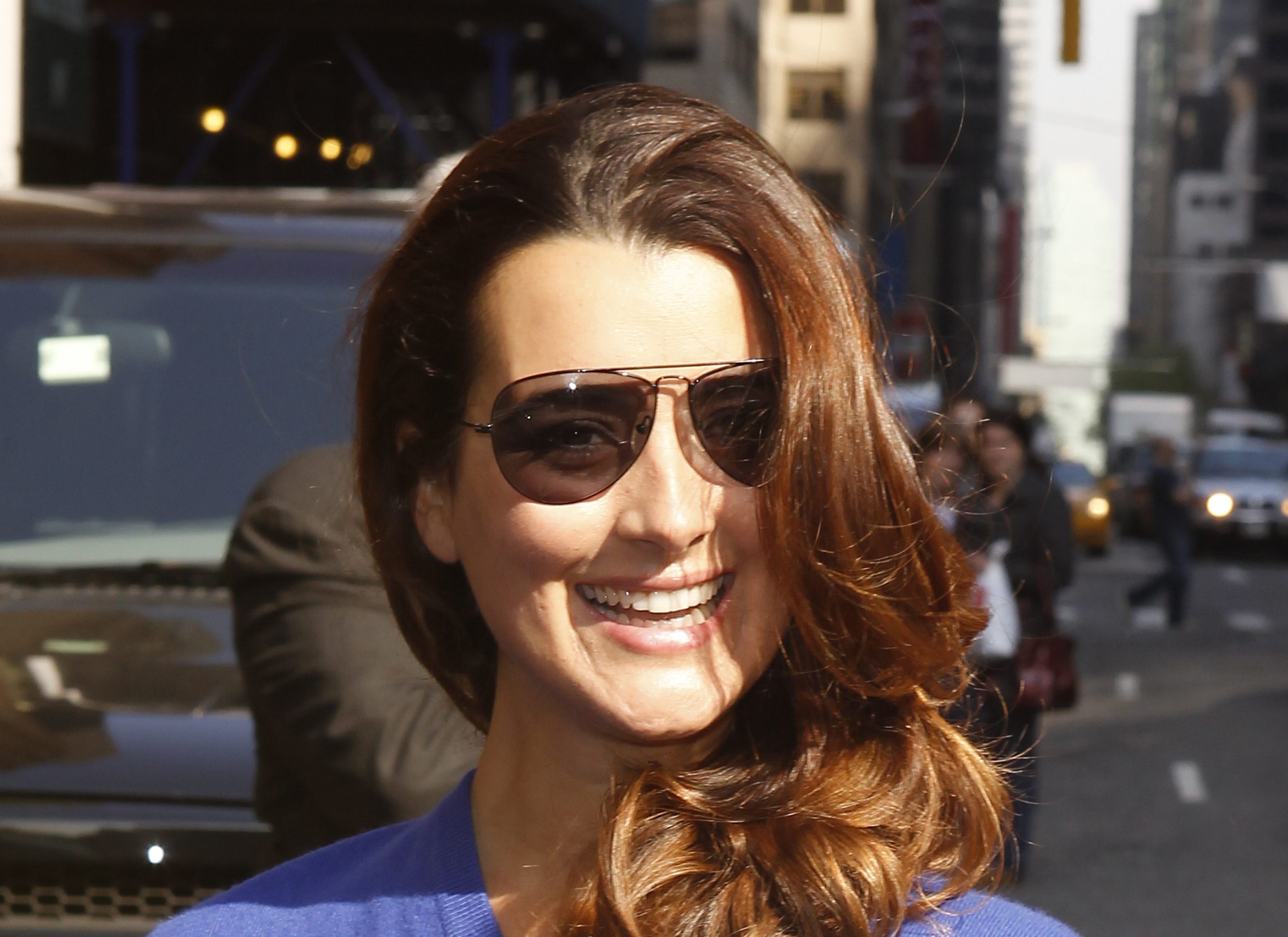 Cote De Pablo outside the Ed Sullivan Theater for Letterman on April 25, 2011 