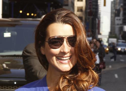 Cote De Pablo outside the Ed Sullivan Theater for Letterman on April 25, 2011 