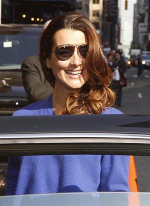 Cote De Pablo outside the Ed Sullivan Theater for Letterman on April 25, 2011 