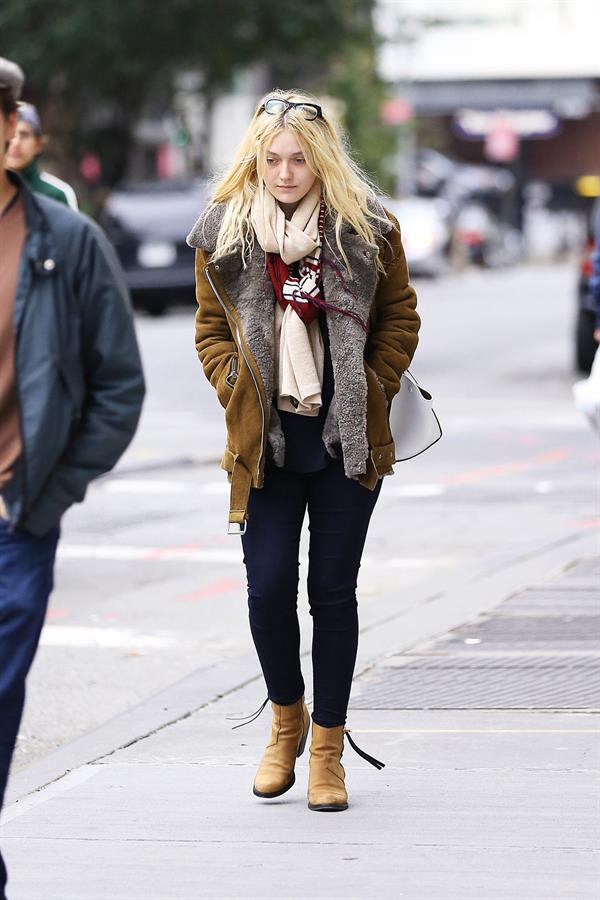 Dakota Fanning Jeans and Boots Out and About SoHo NYC (10/11/12) 