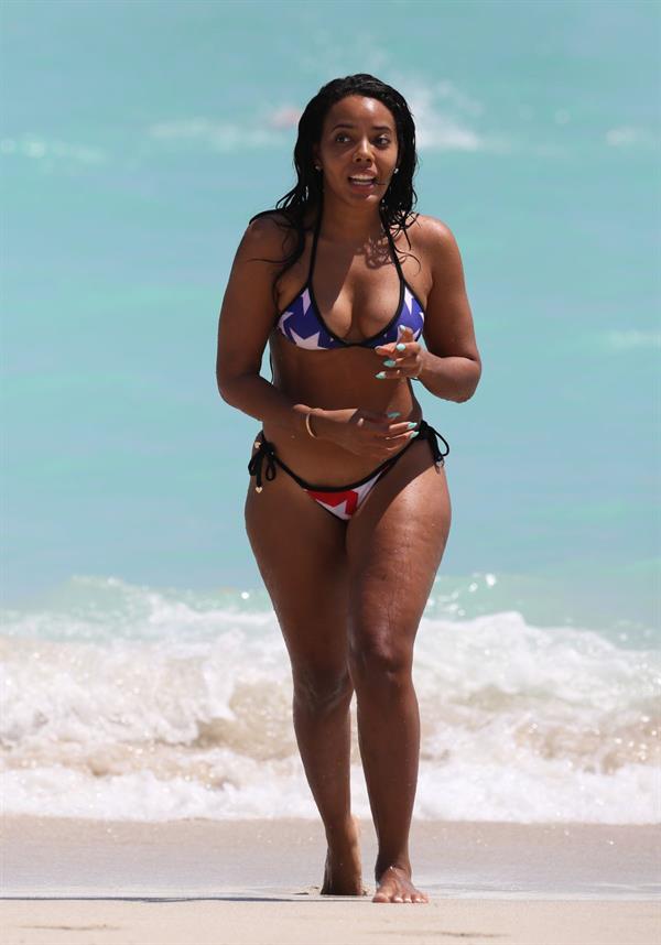 Angela Simmons in Miami in an American Flag Bikini