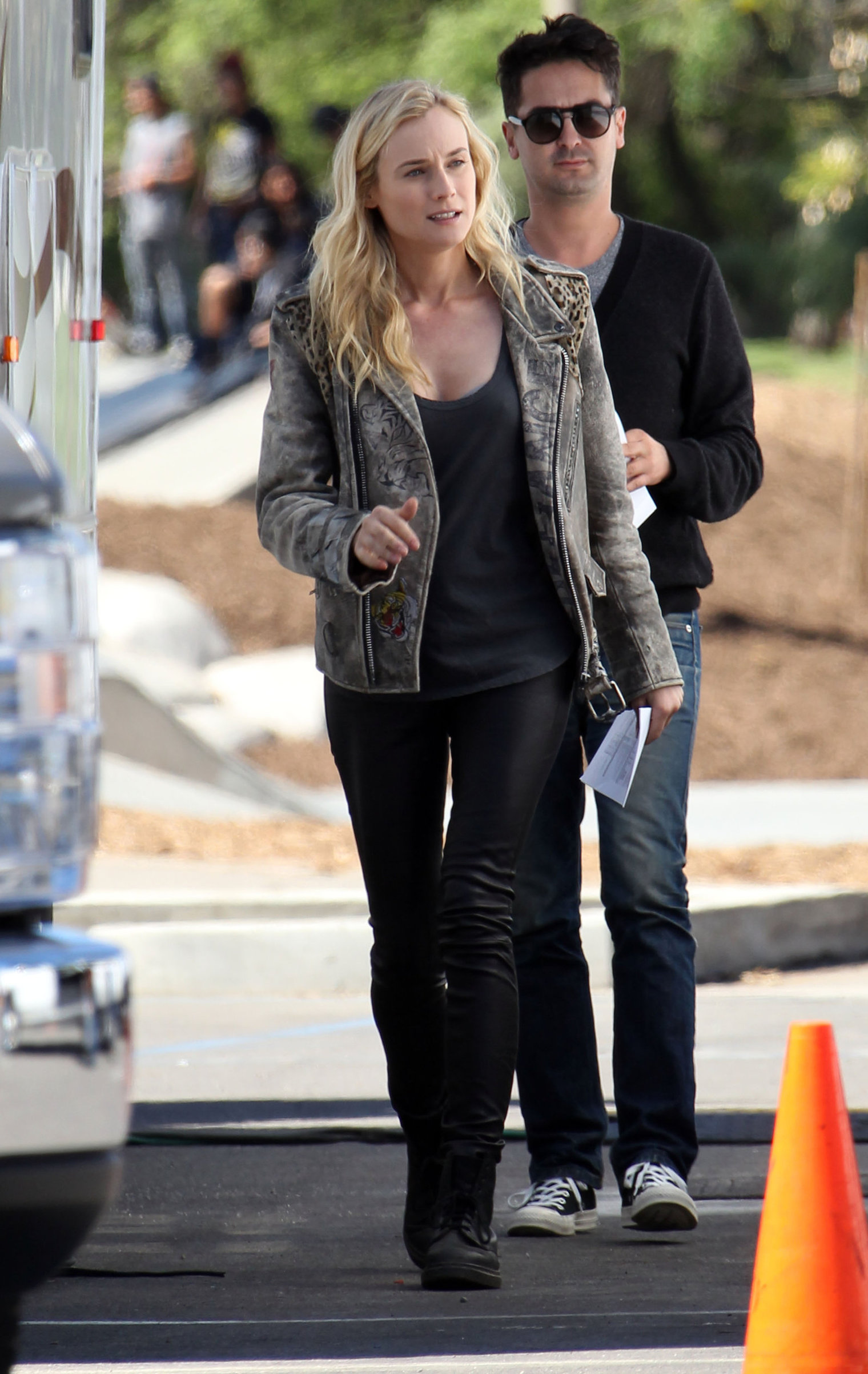 Diane Kruger On the set of her new Movie 'The Bridge' in Los Angeles on April 16, 2013 