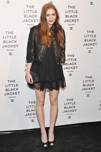 Elizabeth Olsen Chanel The Little Black Jacket - Karl Lagerfeld Photo Ehibition Dinner Party Milan, April 4, 2013 