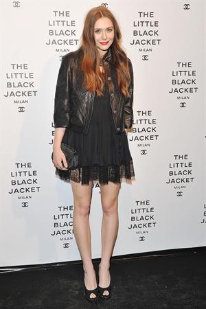 Elizabeth Olsen Chanel The Little Black Jacket - Karl Lagerfeld Photo Ehibition Dinner Party Milan, April 4, 2013 