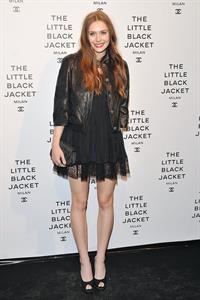Elizabeth Olsen Chanel The Little Black Jacket - Karl Lagerfeld Photo Ehibition Dinner Party Milan, April 4, 2013 