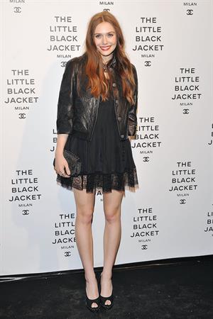 Elizabeth Olsen Chanel The Little Black Jacket - Karl Lagerfeld Photo Ehibition Dinner Party Milan, April 4, 2013 