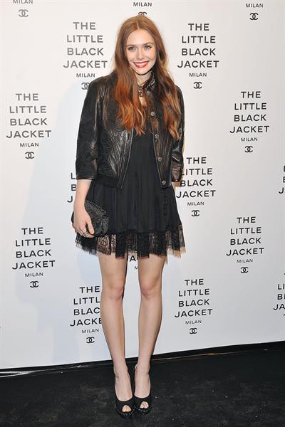 Elizabeth Olsen Chanel The Little Black Jacket - Karl Lagerfeld Photo Ehibition Dinner Party Milan, April 4, 2013 
