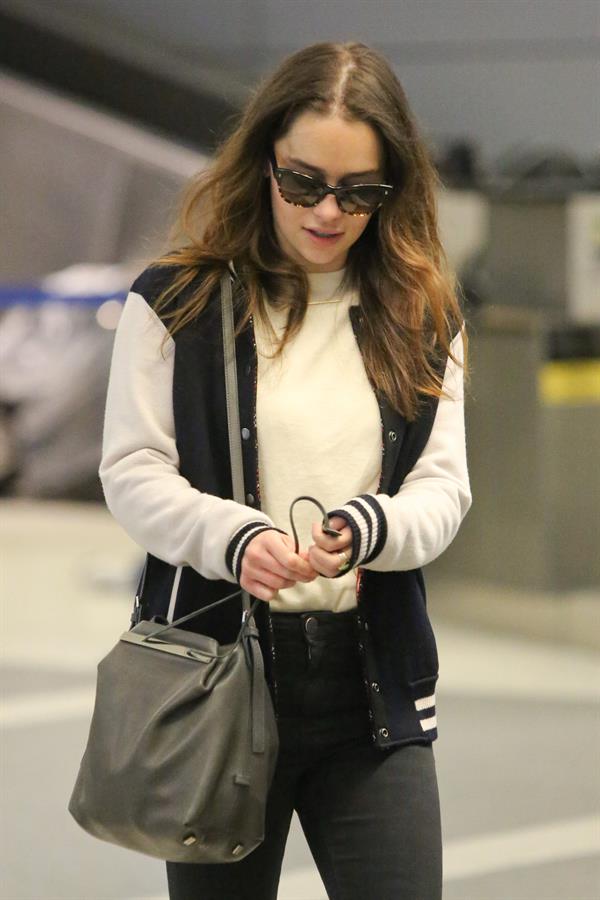 Emilia Clarke LAX airport in Los Angeles, October 15, 2013 