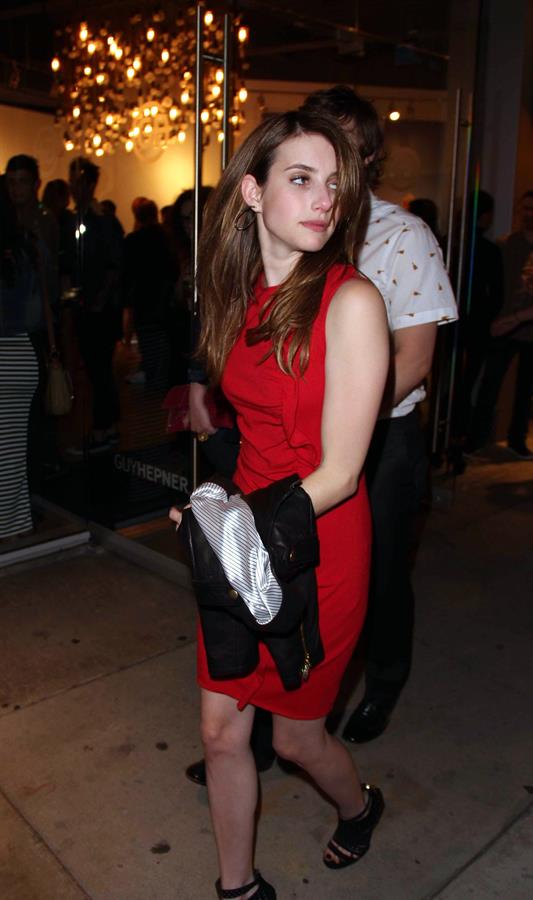 Emma Roberts in LA in a red dress 4/27/13  