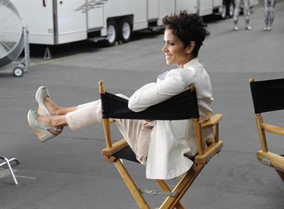 Halle Berry shooting a commercial for 5th Avenue Collection in LA on February 21, 2013