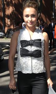 Hayden Panettiere arrives at the Giorgio Armani Fashion Show in Milan on June 25, 2013