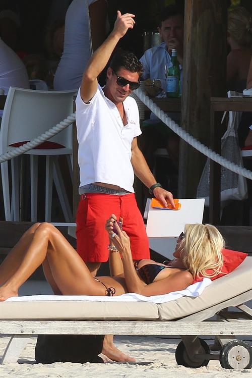 Victoria Silvstedt in a bikini on the beach in St. Barts 1/5/13