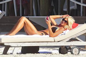 Victoria Silvstedt in a bikini on the beach in St. Barts 1/5/13