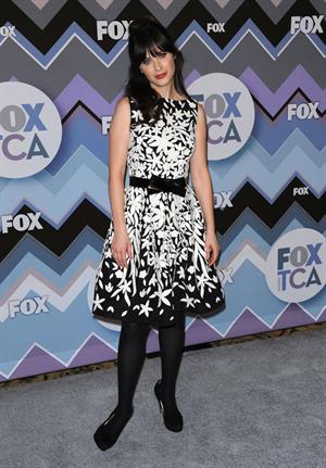 Zooey Deschanel American Idol panel during 2013 Winter TCA Tour in Pasadena January 8, 2013