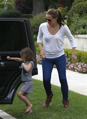 Jennifer Garner Takes daughter Seraphina Affleck to private party in Brentwood (April 28, 2013) 