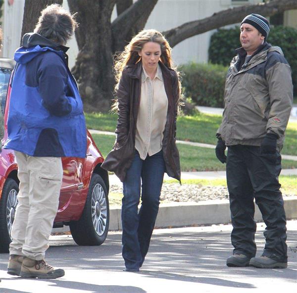 Jennifer Love Hewitt filming The Client List and really getting into character in between takes. January 10, 2013 