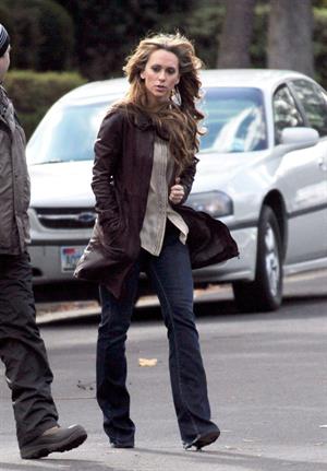 Jennifer Love Hewitt filming The Client List and really getting into character in between takes. January 10, 2013 