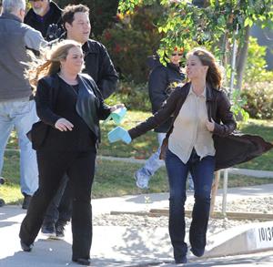 Jennifer Love Hewitt filming The Client List and really getting into character in between takes. January 10, 2013 