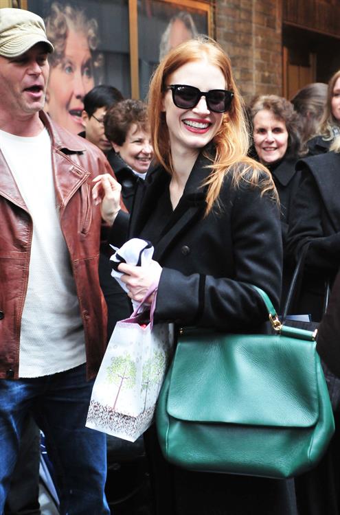 Jessica Chastain Pictures Jessica Chastain in New York City (30.01.2013) - The Heiress outside the Walter Kerr Theater