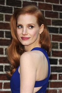 Jessica Chastain (upsizes) at the Late Show with David Letterman in New York 1/7/13 