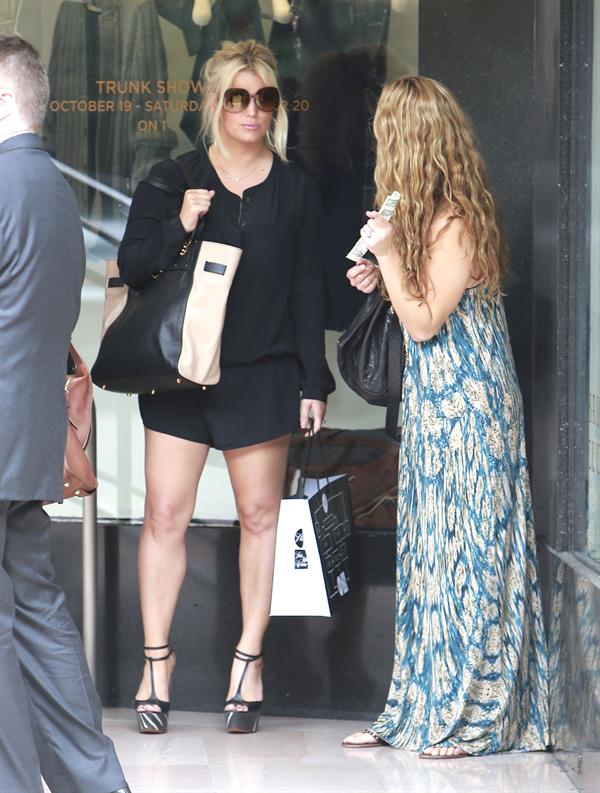 Jessica Simpson Outside Saks Fifth Avenue with a friend in Beverly Hills (October 20, 2012) 