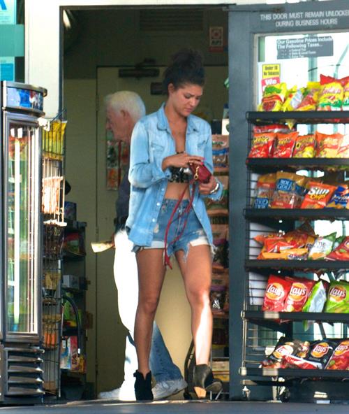 Jessica Szohr stops at the gas station in Los Angeles on April 10, 2012