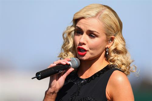 Katherine Jenkins Sings National Anthem during Grand National Day at Aintree Racecourse - Liverpool, Apr. 6, 2013 