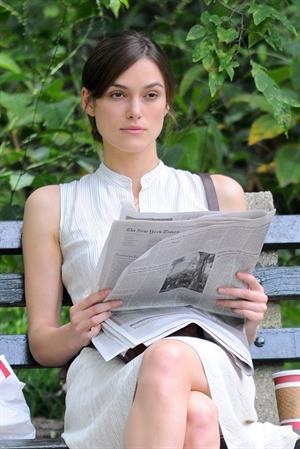 Keira Knightley on the set of 'Can A Song Save Your Life' in Central Park 8/7/12 