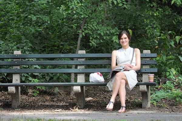 Keira Knightley on the set of 'Can A Song Save Your Life' in Central Park 8/7/12 