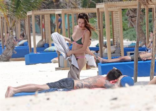 Whitney Cummings in a bikini on the beach in Tulum, Mexico, June 12, 2017