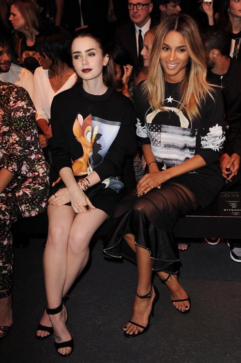 Lily Collins Pictures Lily Collins Givenchy Show Fashion Week 9/29/13