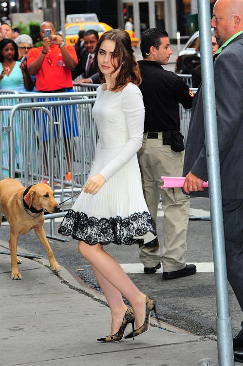 Lily Collins Outside 'Good Morning America' studio - New York, Aug. 7, 2013 