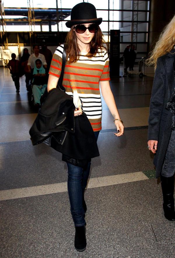 Lily Collins LAX airport in Los Angeles, March 4, 2013 