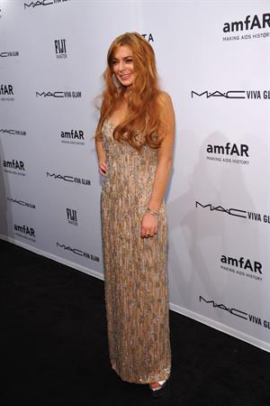 Lindsay Lohan amfAR New York Gala To Kick Off Fall 2013 Fashion Week on February 6, 2013