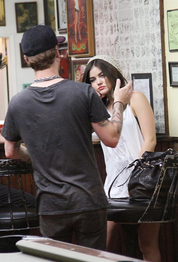 Lucy Hale - at Shamrock Tattoo - September 9th, 2012
