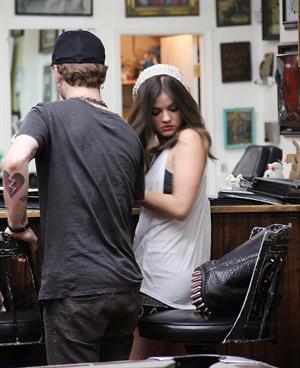 Lucy Hale - at Shamrock Tattoo - September 9th, 2012