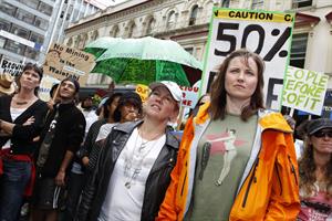Lucy Lawless - March against mining, Auckland NZ 5/1/10  