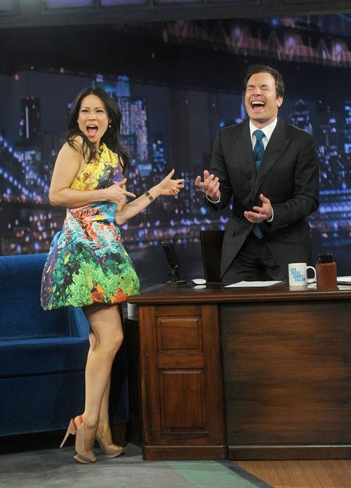 Lucy Liu Late Night with Jimmy Fallon in NYC 1/29/13 