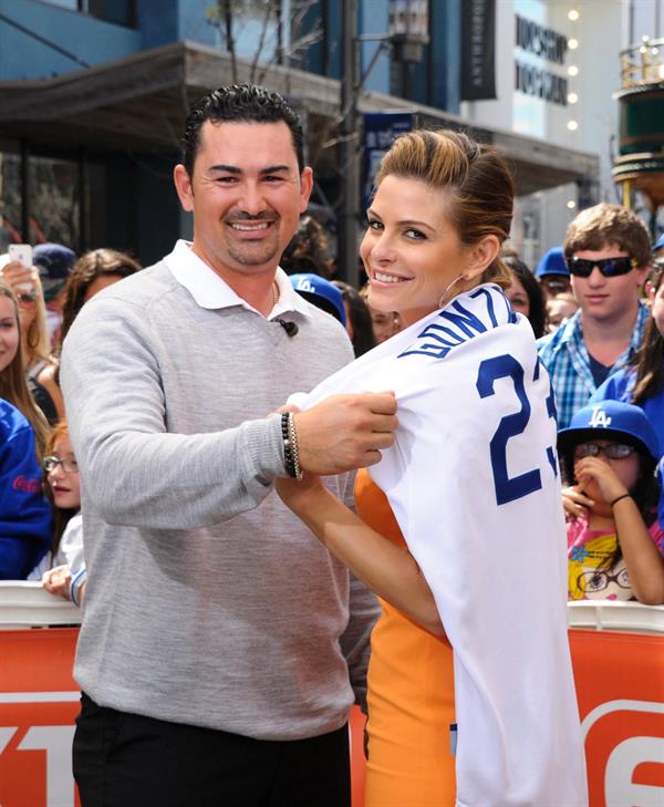 Maria Menounos On the set of Extra in Los Angeles on April 4, 2013