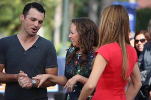 Maria Menounos on the set of Extra in LA on September 10, 2013