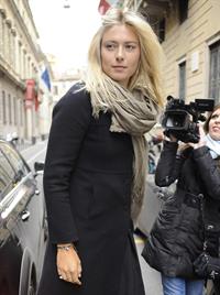 Maria Sharapova Giorgio and Roberta Armani meet tennis star Maria Sharapova at Armani's palace. November 30, 2012 