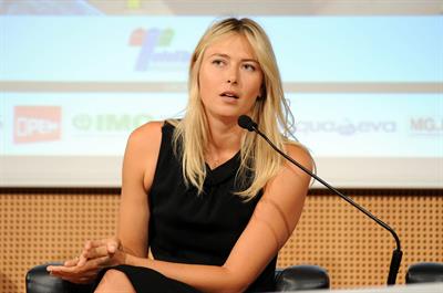 Maria Sharapova attends a press conference to present Saturday's exhibition match Milan November 30, 2012 