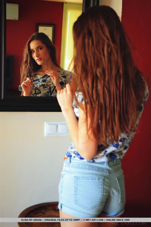 Elina in  Detarce  for MetArt - Elina strips on the couch baring her sexy hips and trimmed pussy.